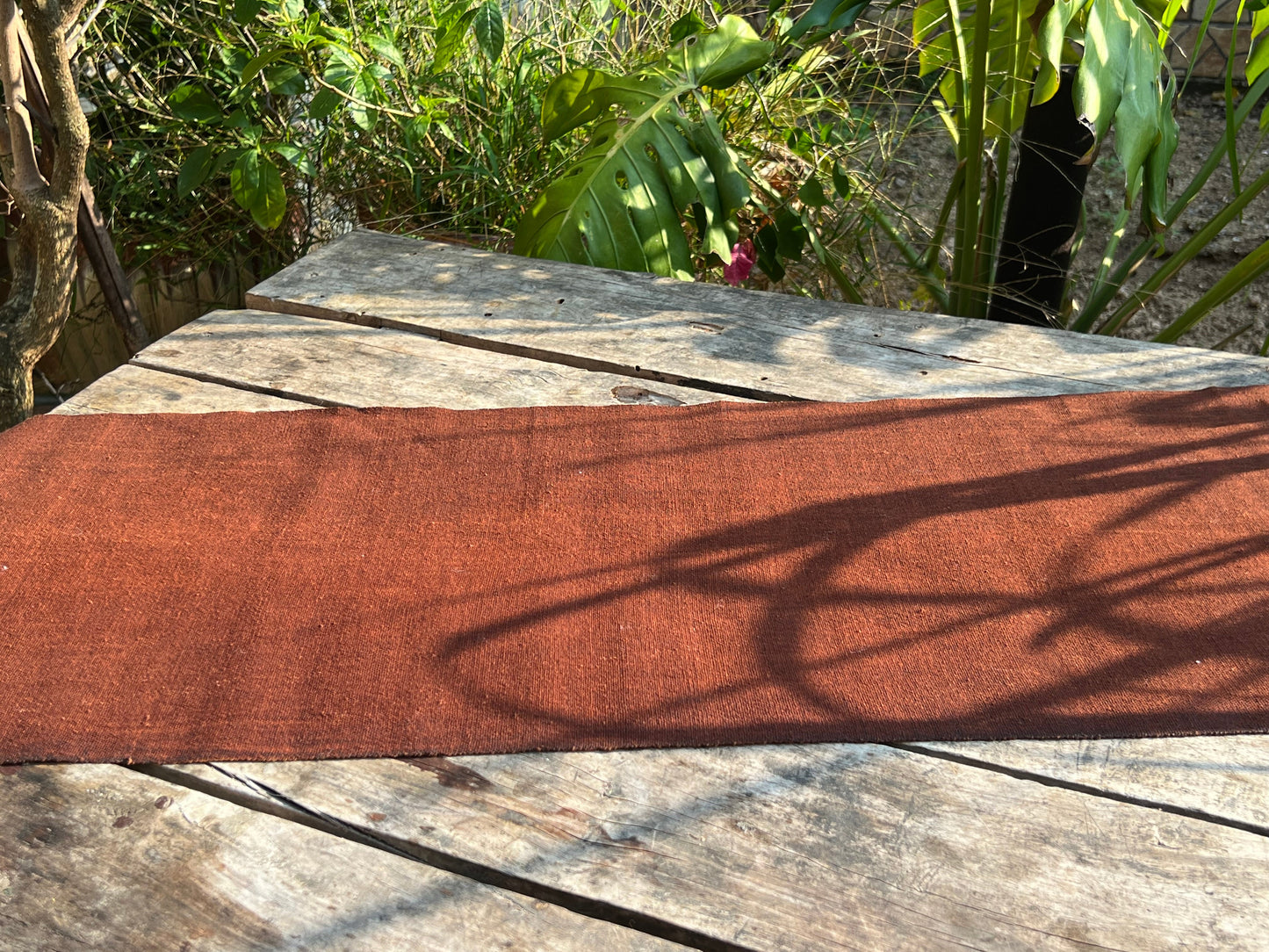 this is Chinese persimmon dyed tea table cloth tea mat