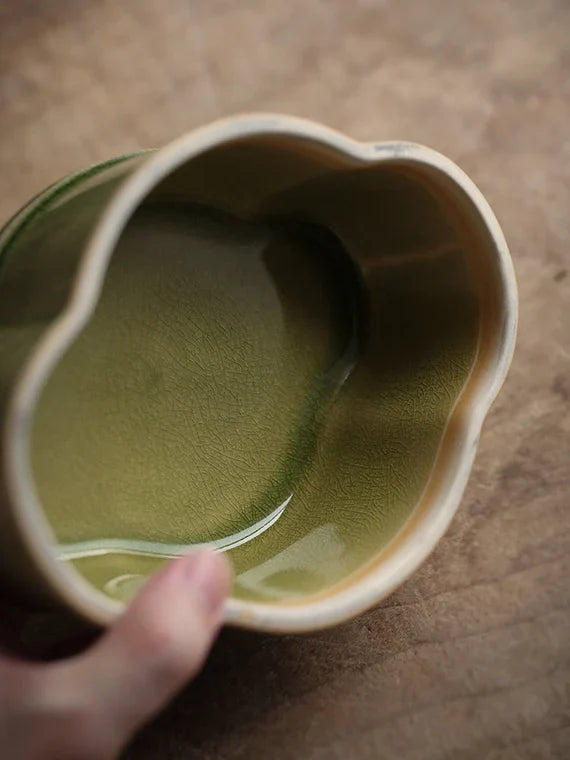 Zhangzhou Kiln Green-glazed Tea Boat Begonia Pot Carrying Open Teapot Holder Tea Tray Chinese Master Artwork Teapot Holder Tea Boat