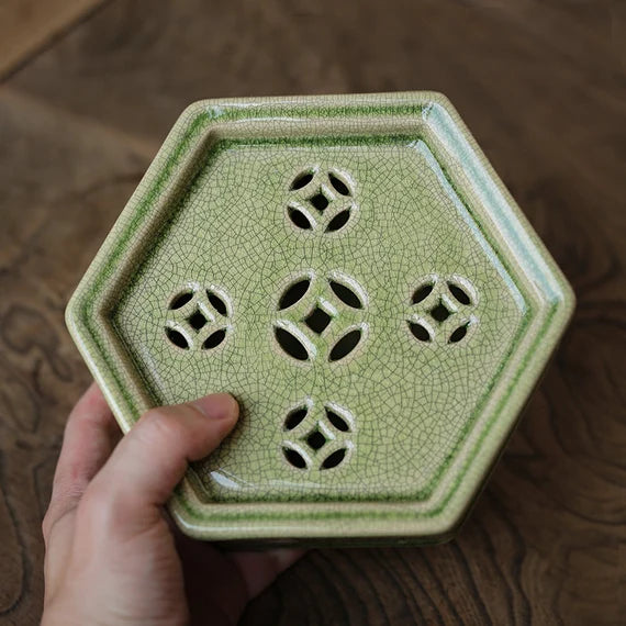 Zhangzhou Kiln Green-glazed Tea Boat Begonia Teapot Holder Tea Tray Chinese Master Pottery Ceramic Japanese Ceramic Tea Ceremony