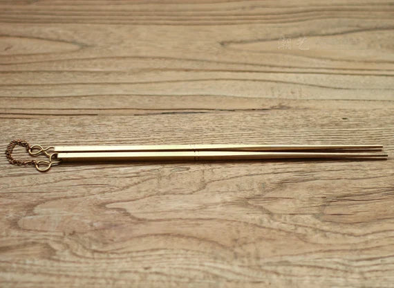 Handmade Copper Gongfu Stove Fire Chopsticks Brass Chopsticks Traditinal Chinese Charcoal Chopsticks