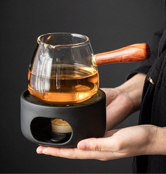 This is a pottery scoop warmer set