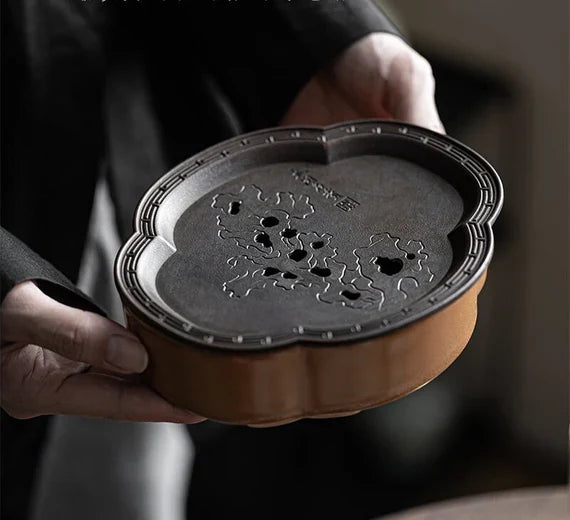 Tea Tray Copper Handforging Ceramic Tea Boat Chinese Master Pottery Ceramic Japanese Ceramic Tea Ceremony