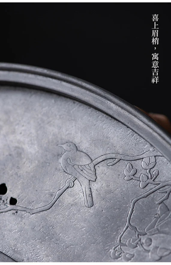 Tea Tray Copper Handforging Tea Boat Chinese Artwork Teapot Holder Tea Boat