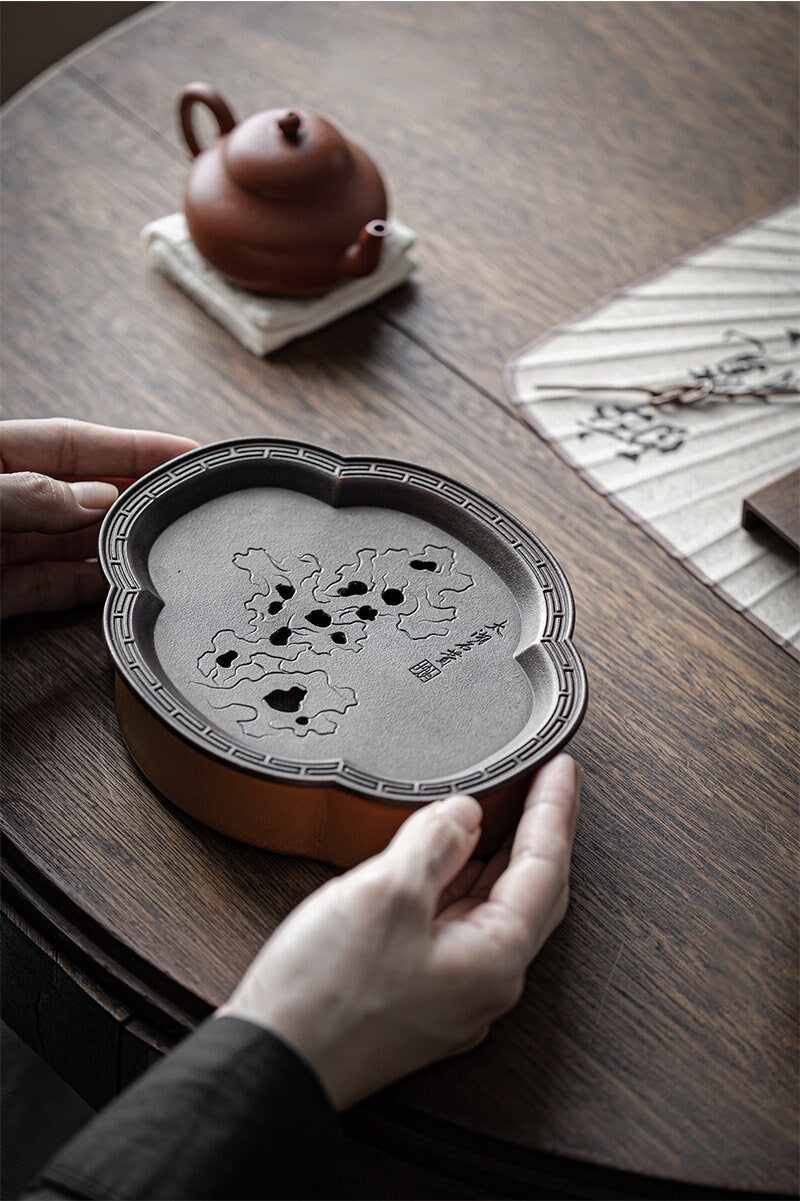 Tea Tray Copper Handforging Ceramic Tea Boat Chinese Master Pottery Ceramic Japanese Ceramic Tea Ceremony