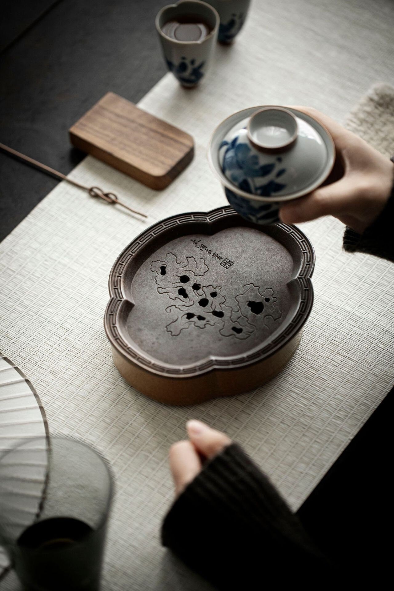Tea Tray Copper Handforging Ceramic Tea Boat Chinese Master Pottery Ceramic Japanese Ceramic Tea Ceremony