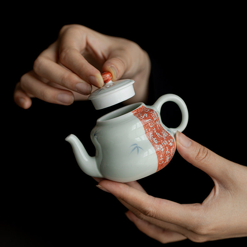 This is a ceramic teapot