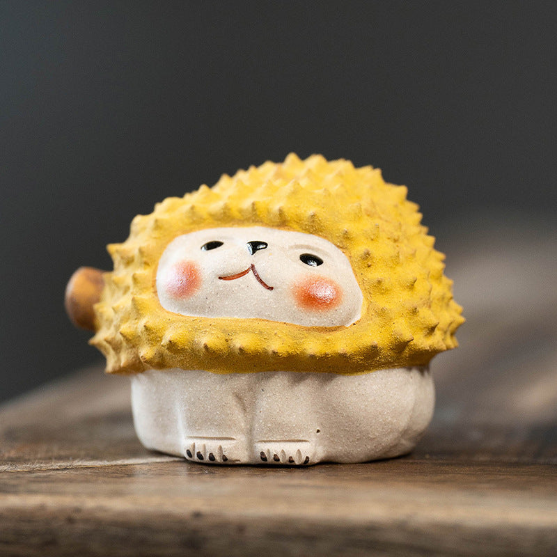 Tea Pets Handmade Yixing Clay Chinese Tea Pet Durian Hedgehog Durian Cat
