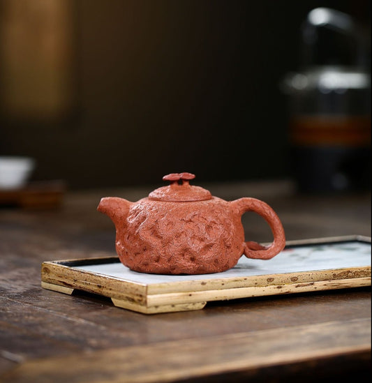 Handpainted Original Design Teapot Chinese Yixing Zisha Teapot Descending Slope Mud Kungfu Teapot Artwork