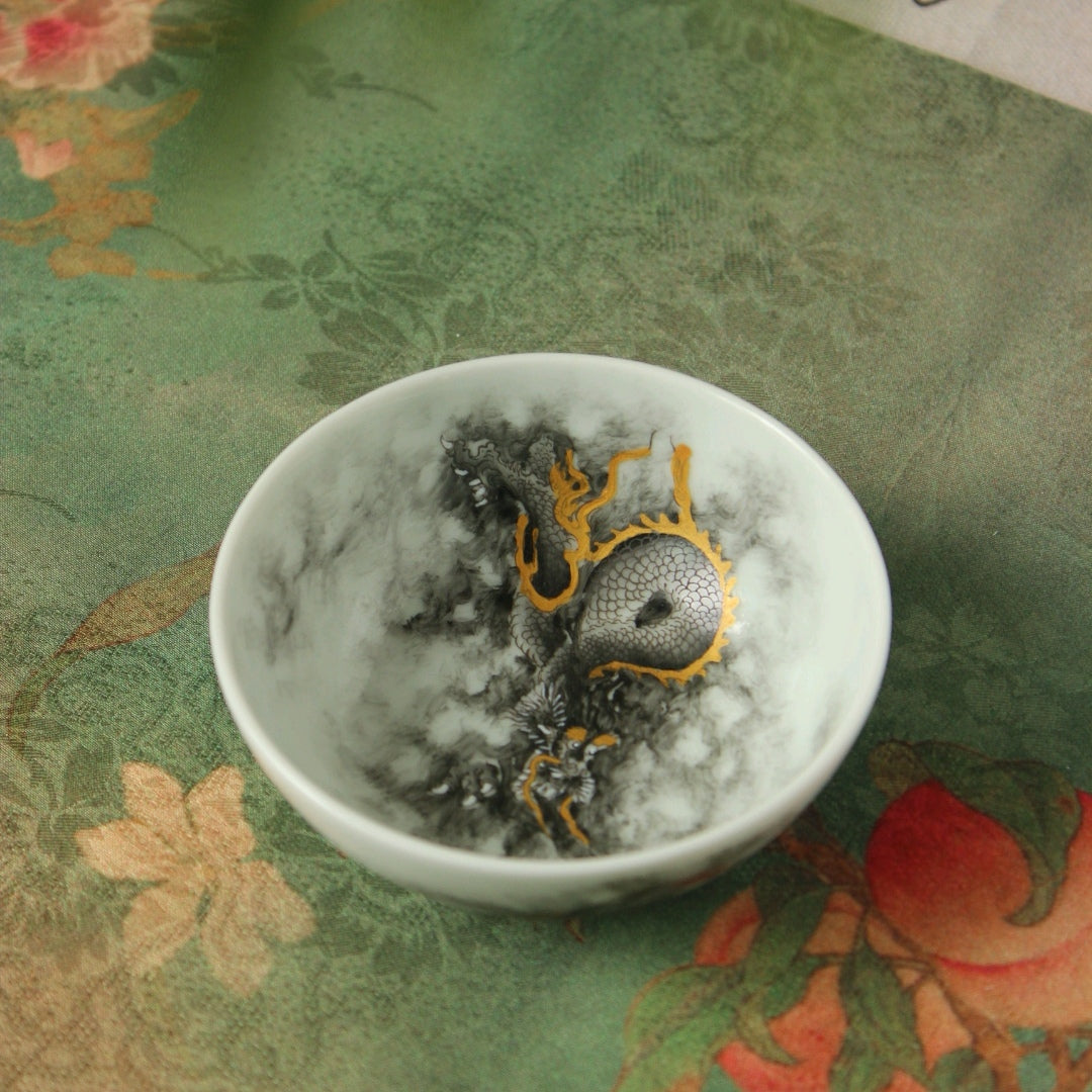 this is a Chinese Jingdezhen ceramic dragon teacup