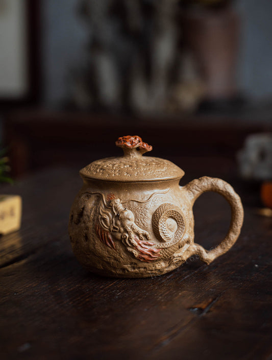 Chinese Handcraft Yixing Purple Mud Dragon Teacup Unique Artwork Chinese Master Pottery Ceramic Teacup