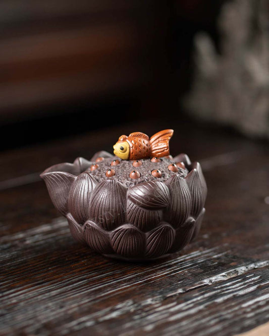 Yixing Purple Sand Handmade Teapot Lotus Pot Descending Slope Mud Kungfu Tea Set Household Sketch Thin Tire Bubble Teapot