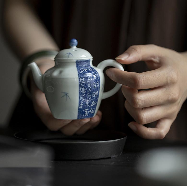 This is a ceramic teapot