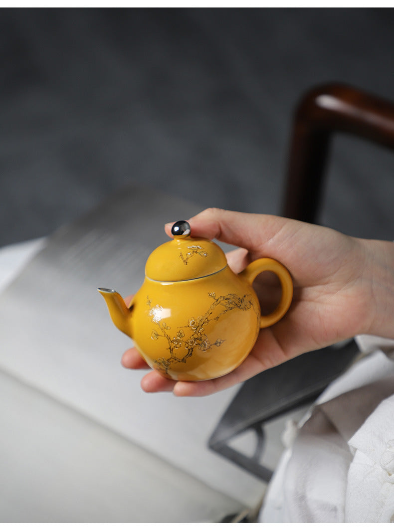 This is a ceramic teapot