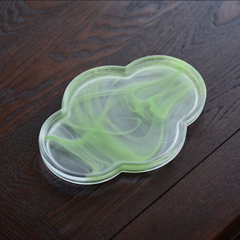 Handmade Glass Teapot Holder Dry Tea Tray Hai Tang Flower Tea Boat