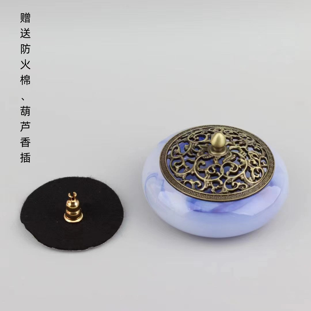 This is a colored glass liuli incense burner