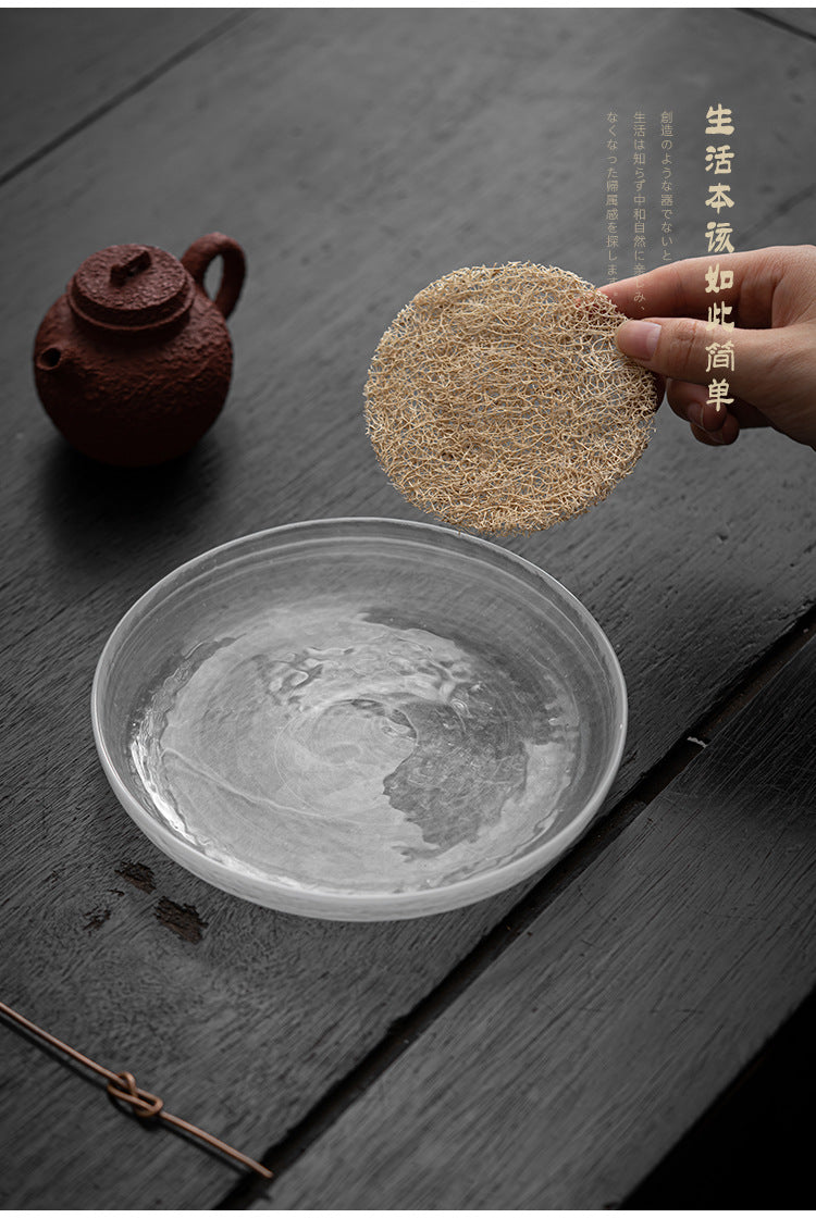 Handmade Original Round Design Glass Teapot Holder Dry Tea Tray Tea Boat