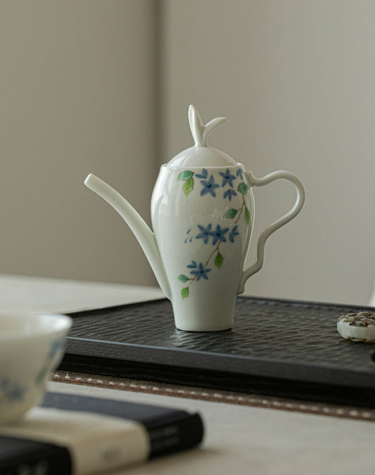 Handmade Chinese Teapot Handpainted Blue Flower Pattern Teaware Master Pottery Japanese Ceramic