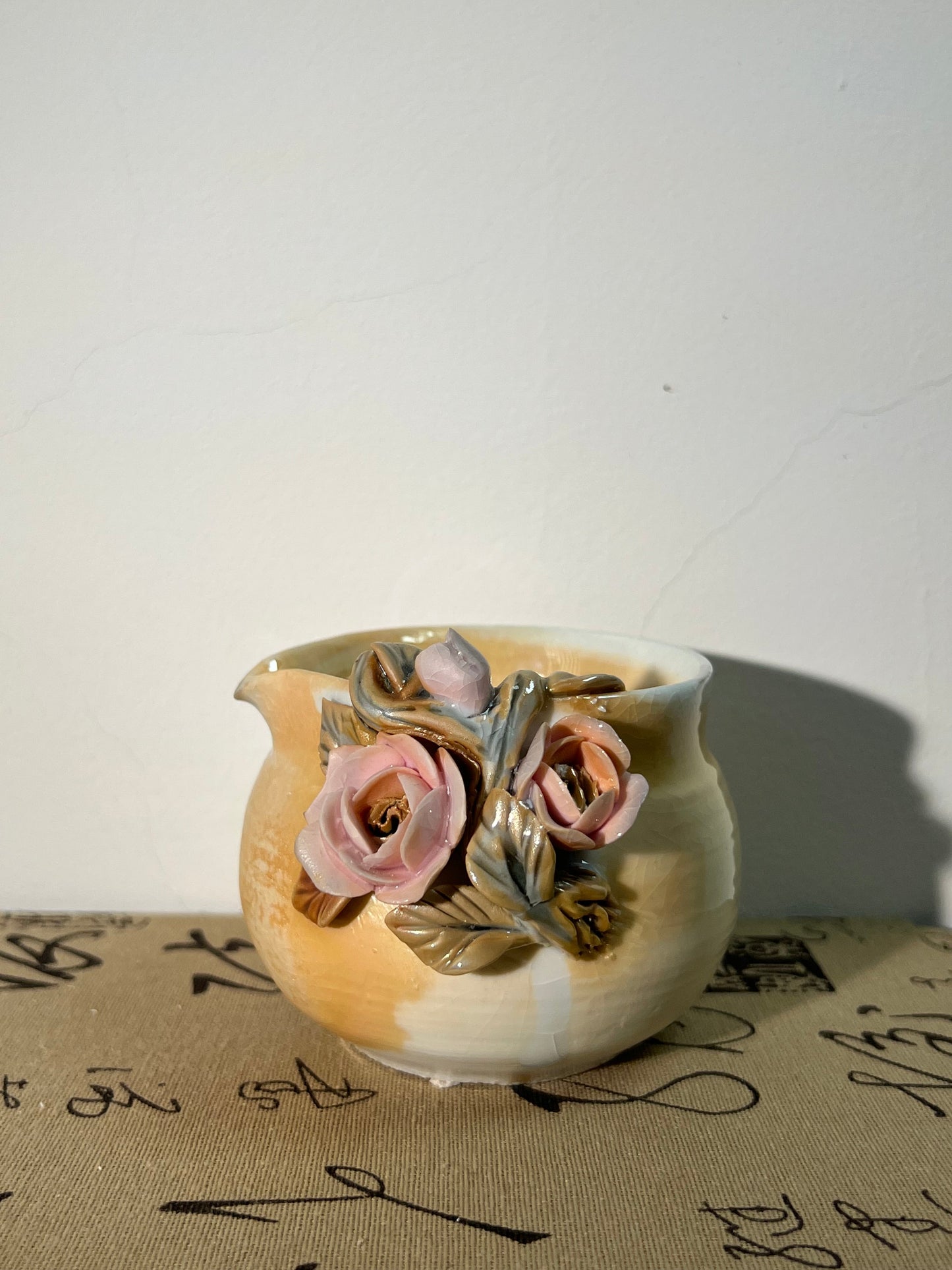 This is a woodfired pottery flower faircup gongdaobei