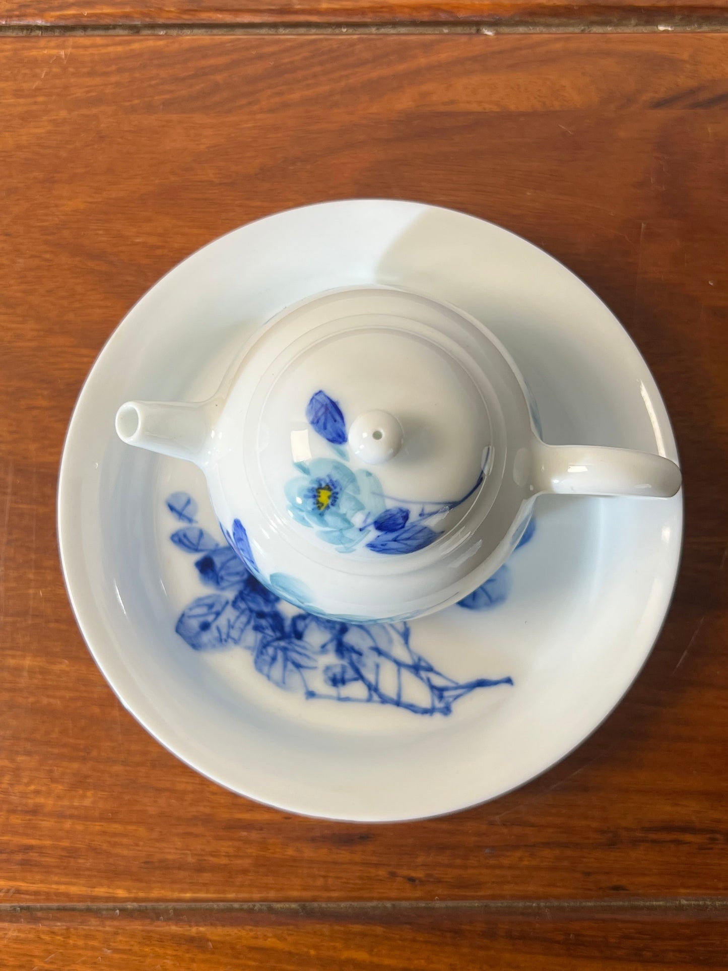 Handpainted Chinese Peony Blue and White Porcelain Teapot Jingdezhen Ceramic Master Pottery Artwork