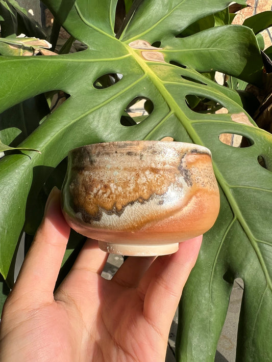 This is a woodfired pottery teacup