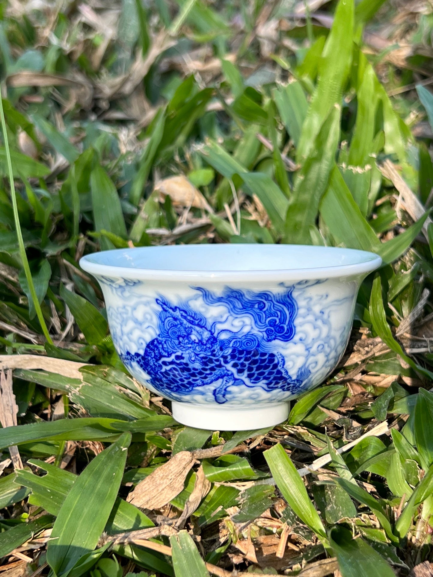 Hand Painted Chinese Qilin Gaiwan Blue And White Porcelain Pot Maker Jingdezhen Master Ceramic Artwork