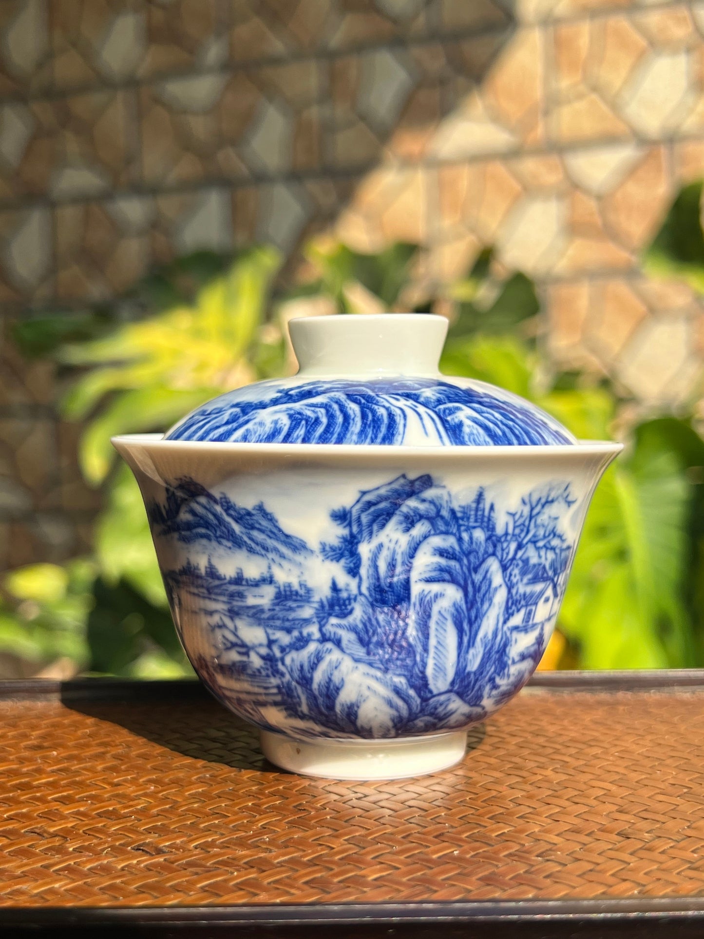 Chinese Handpainted Chinese Landscape Blue and White Porcelain Tea tray Jingdezhen Tea Boat Master Pottery Artwork