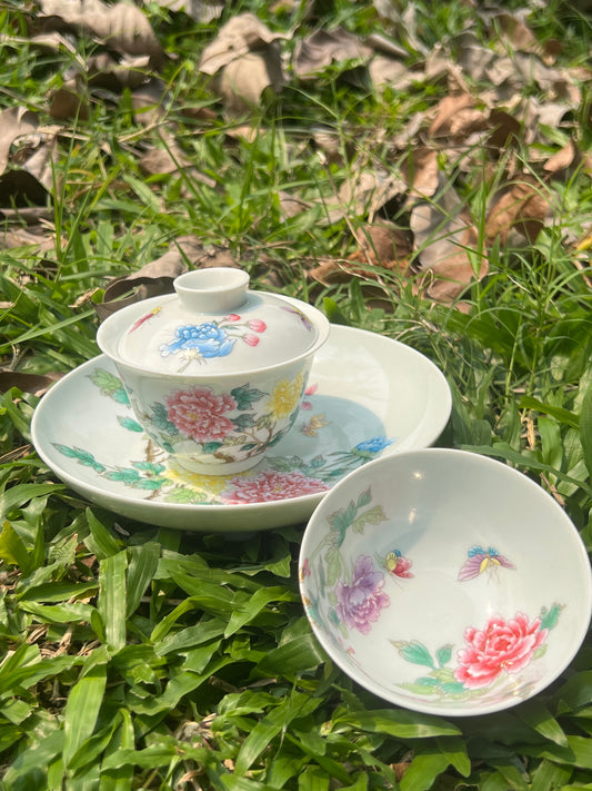 Handpainted Chinese Famille Rose Fencai Peony Flower Pattern Jingdezhen Master Tea Set