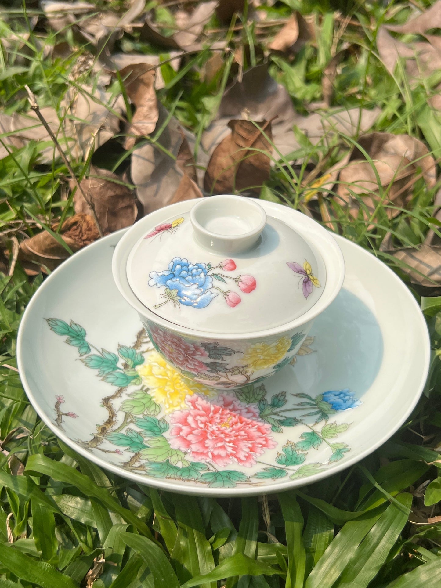 Handpainted Chinese Famille Rose Fencai Peony Flower Pattern Jingdezhen Master Tea Set