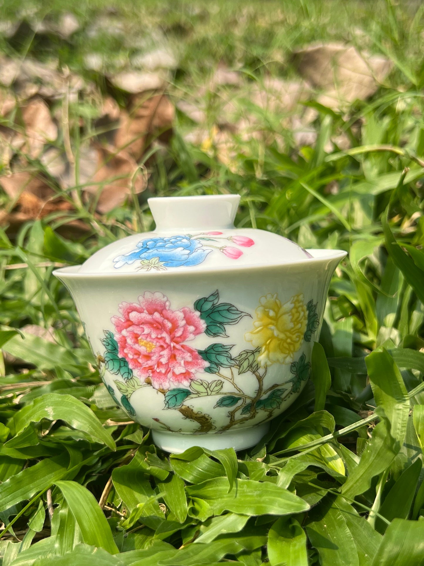 Handpainted Chinese Famille Rose Fencai Peony Flower Pattern Jingdezhen Master Tea Set
