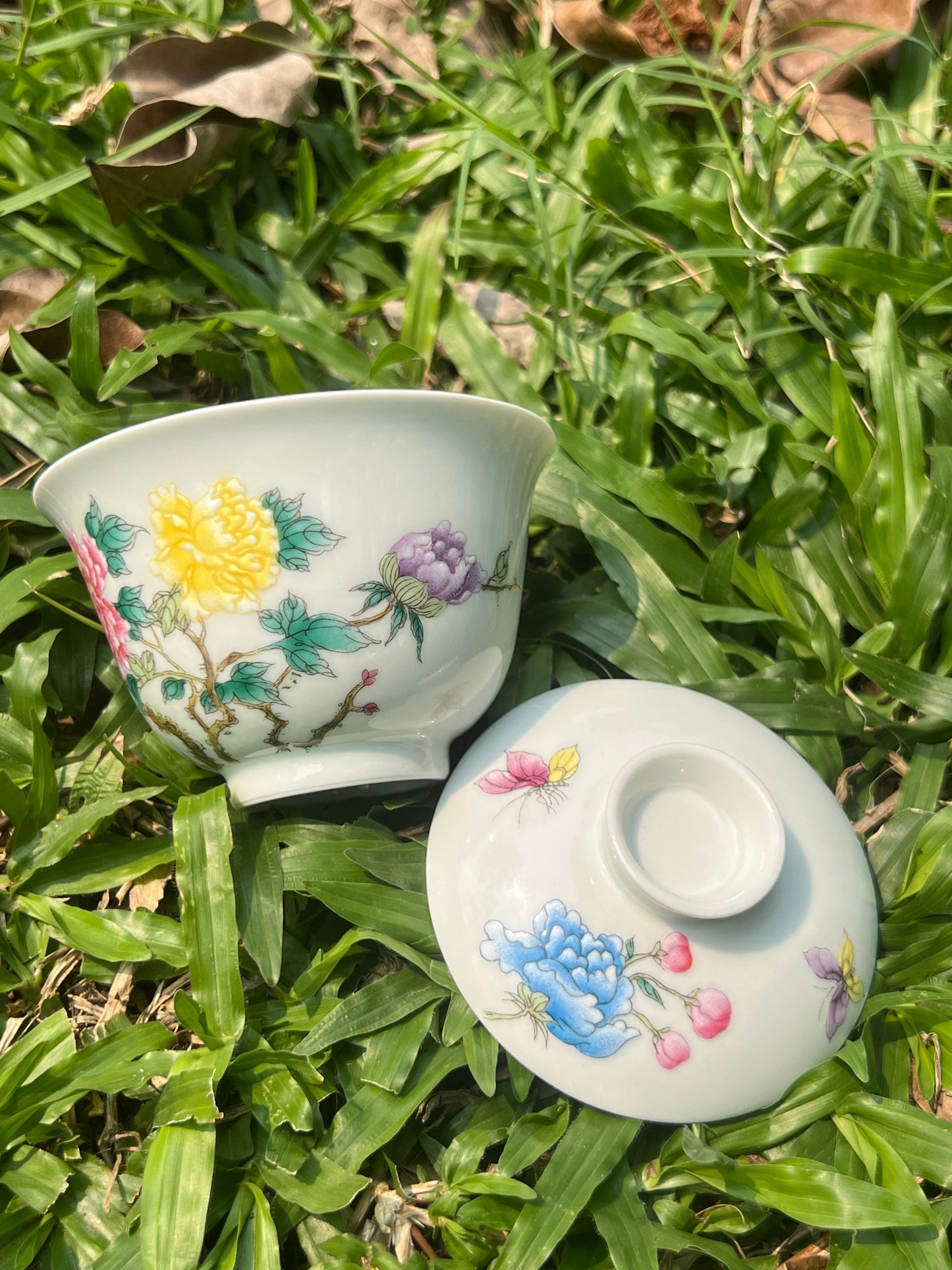 Handpainted Chinese Famille Rose Fencai Peony Flower Pattern Jingdezhen Master Tea Set