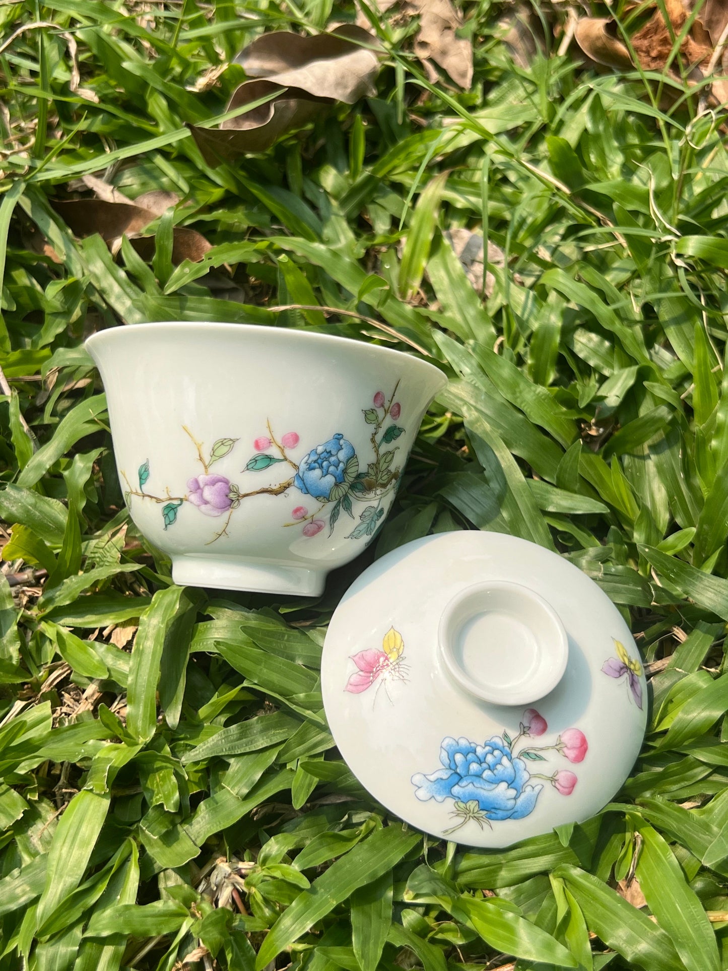 Handpainted Chinese Famille Rose Fencai Peony Flower Pattern Jingdezhen Master Tea Set
