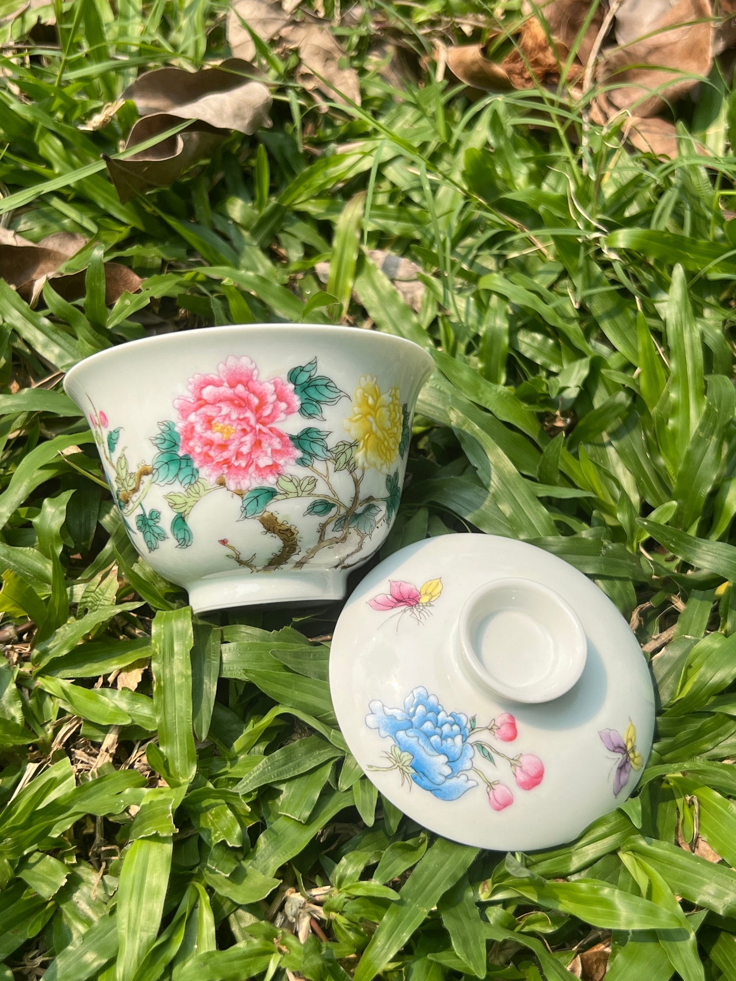 Handpainted Chinese Famille Rose Fencai Peony Flower Pattern Jingdezhen Master Tea Set
