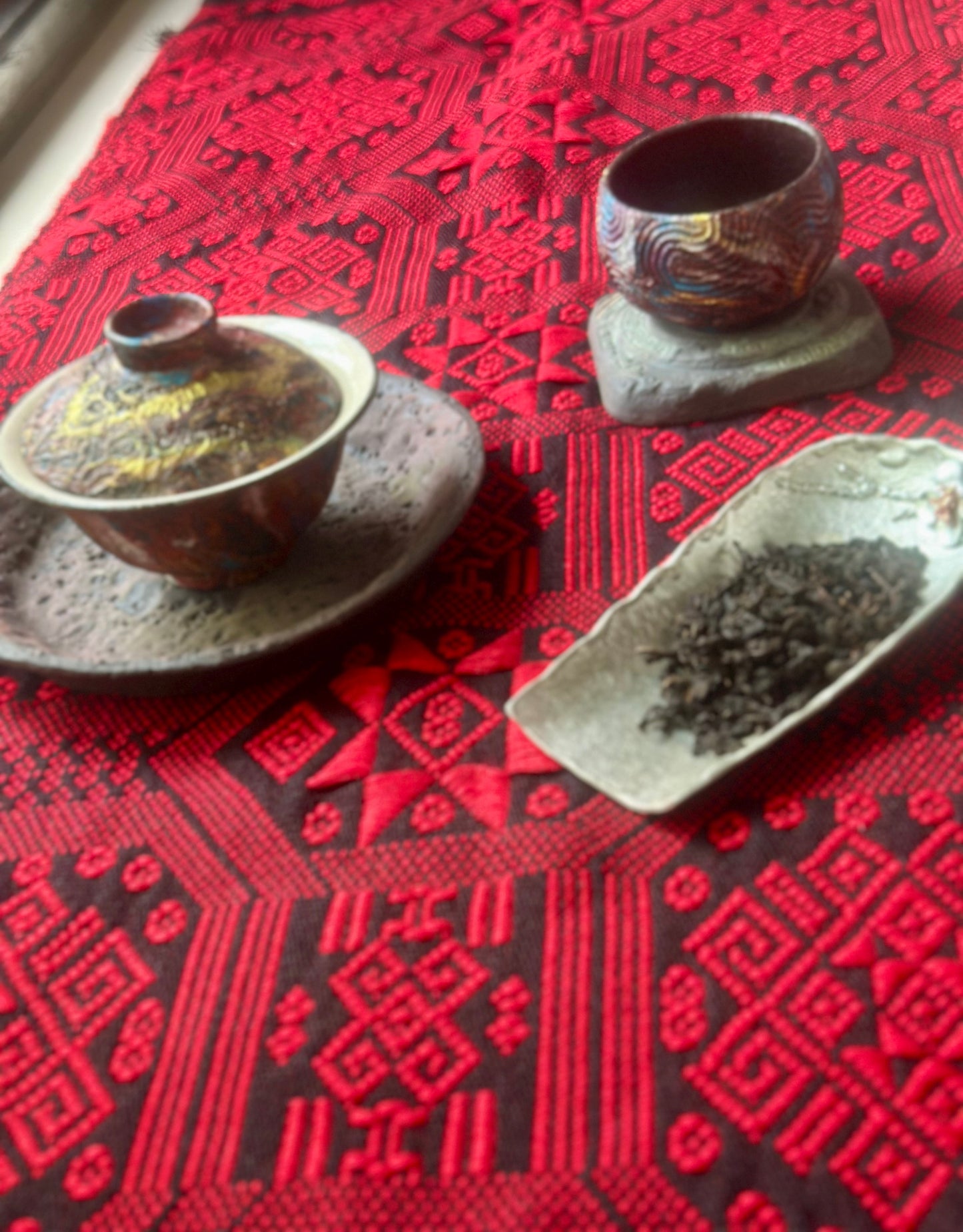 High-end Handcrafted Chinese Zhuang Brocade Silk Cloth Scarf Tea Table Cloth