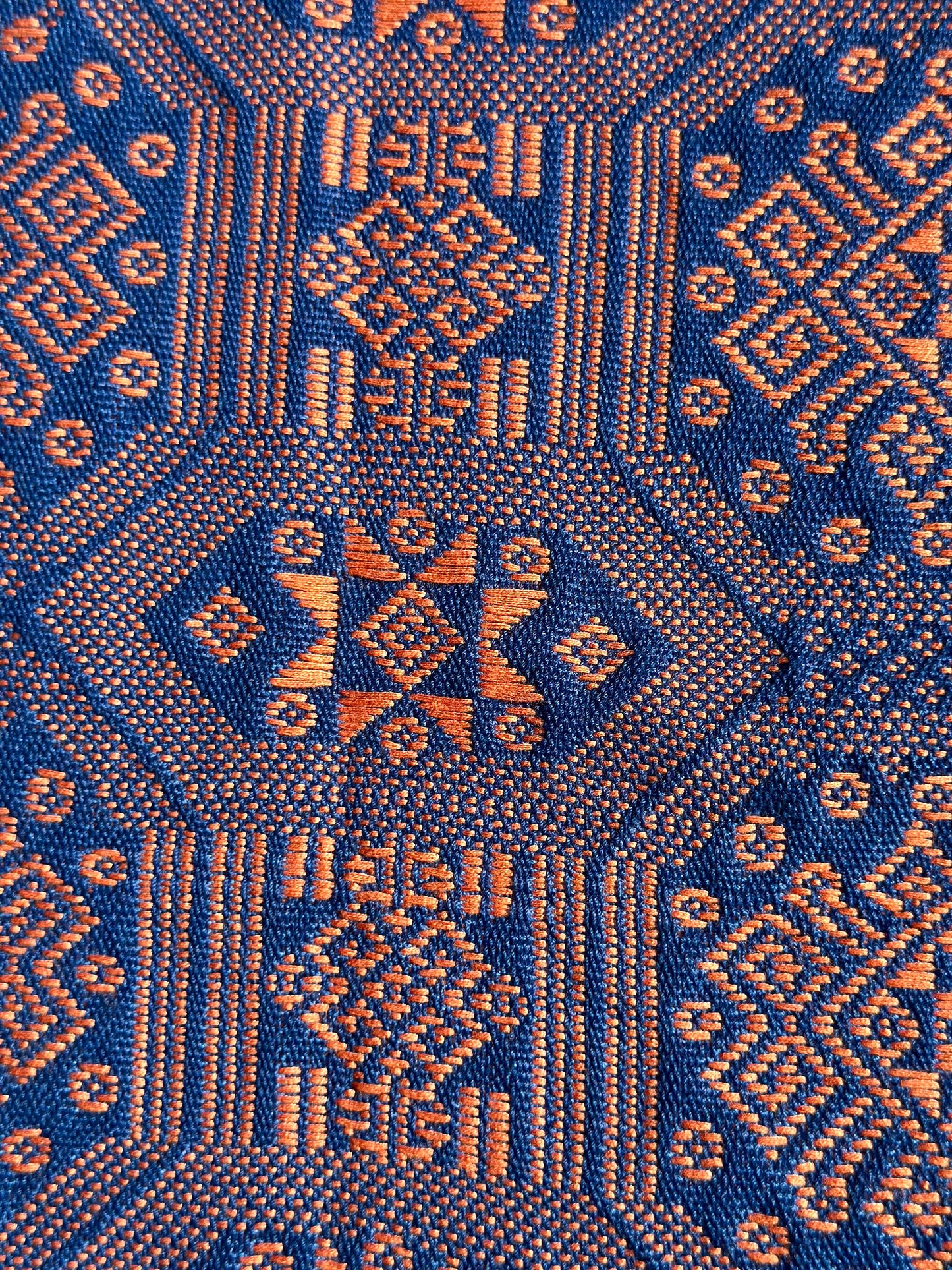 High-end Handcrafted Python Dragon Pattern Chinese Blue Orange Zhuang Brocade Silk Cloth Scarf Tea Table Cloth