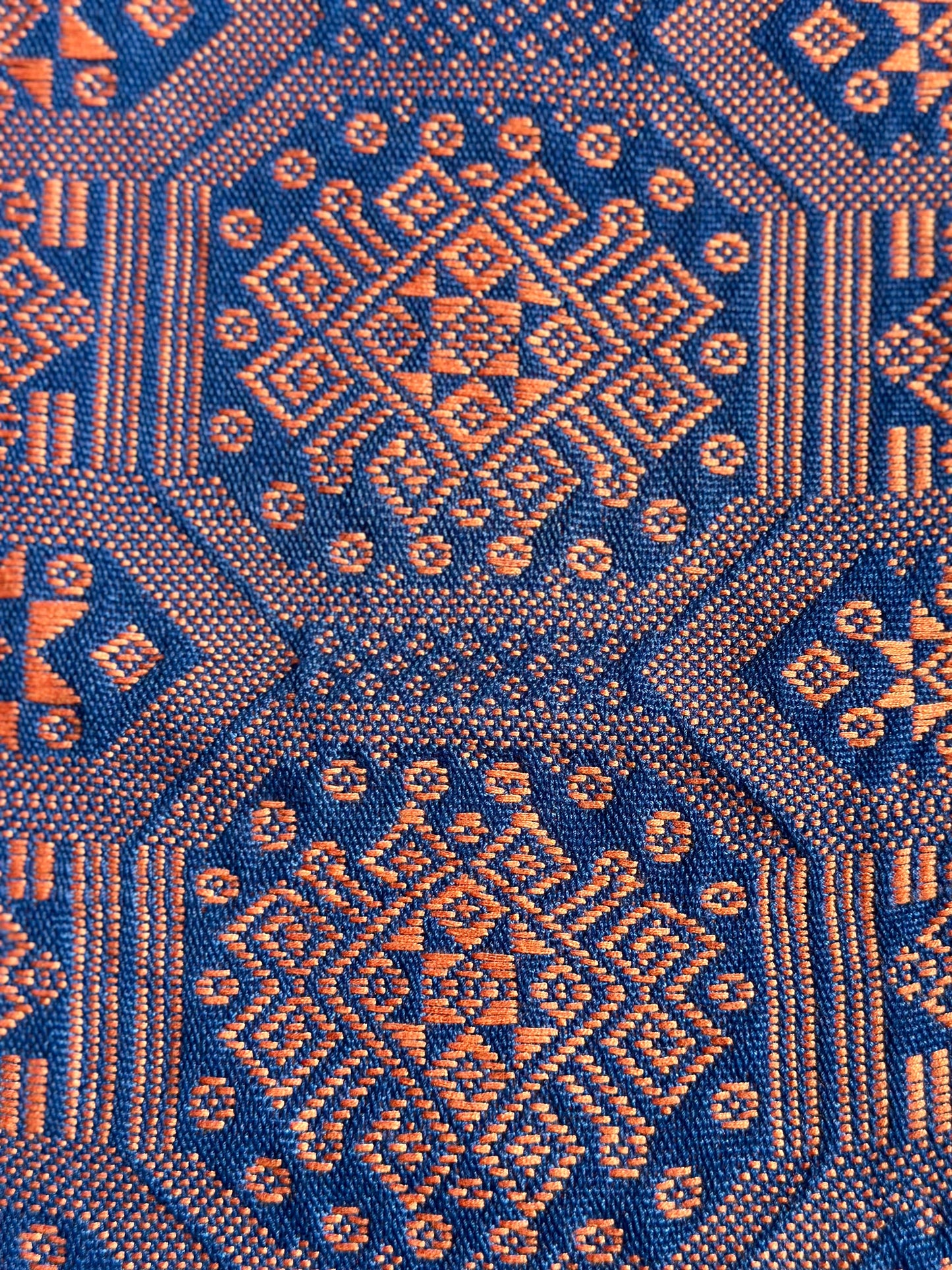 High-end Handcrafted Python Dragon Pattern Chinese Blue Orange Zhuang Brocade Silk Cloth Scarf Tea Table Cloth