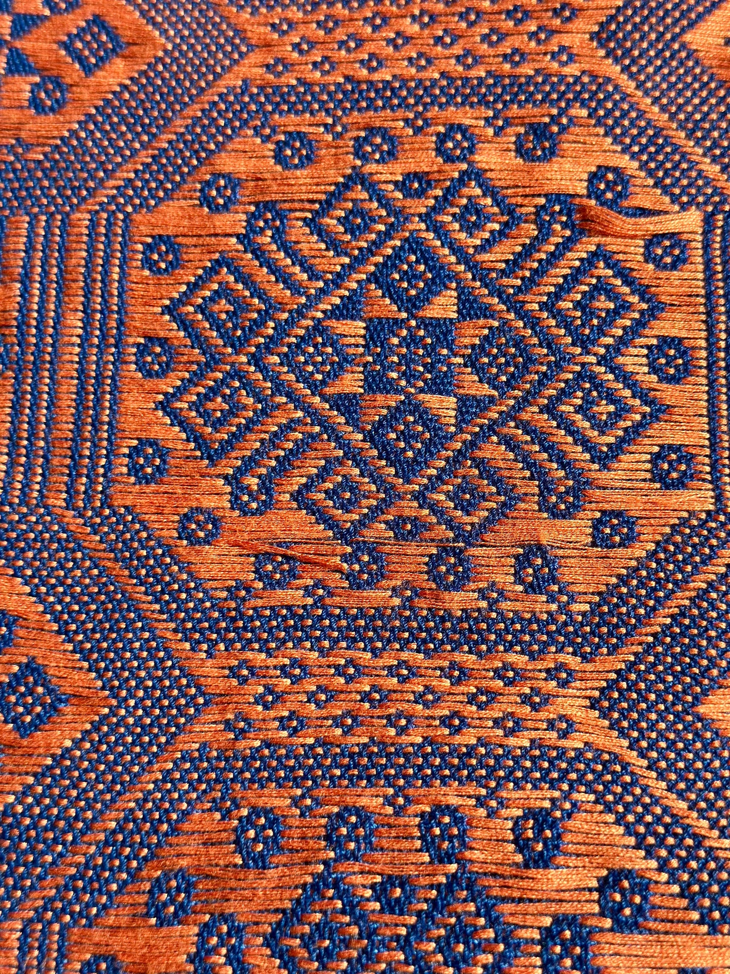 High-end Handcrafted Python Dragon Pattern Chinese Blue Orange Zhuang Brocade Silk Cloth Scarf Tea Table Cloth