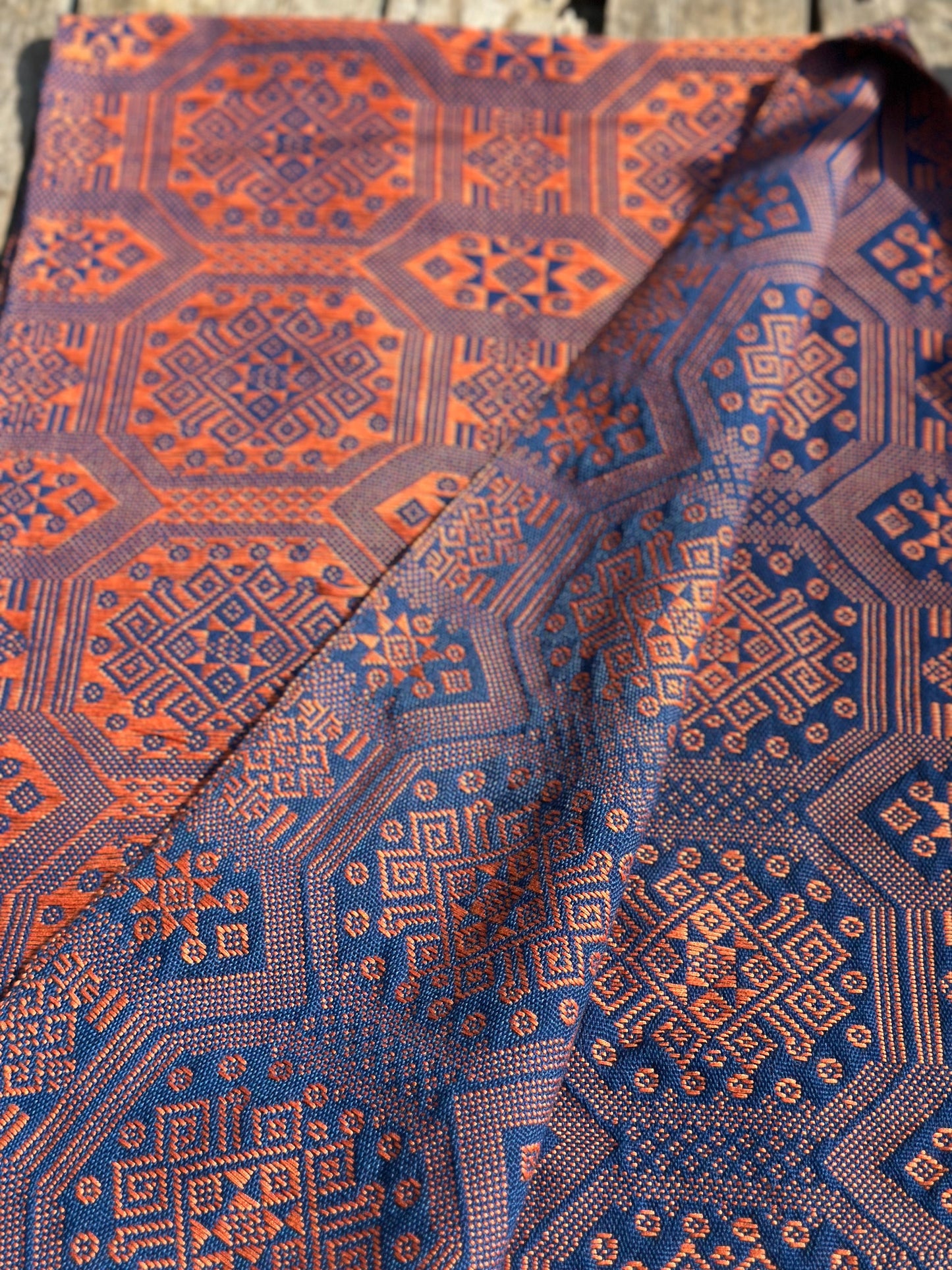 High-end Handcrafted Python Dragon Pattern Chinese Blue Orange Zhuang Brocade Silk Cloth Scarf Tea Table Cloth