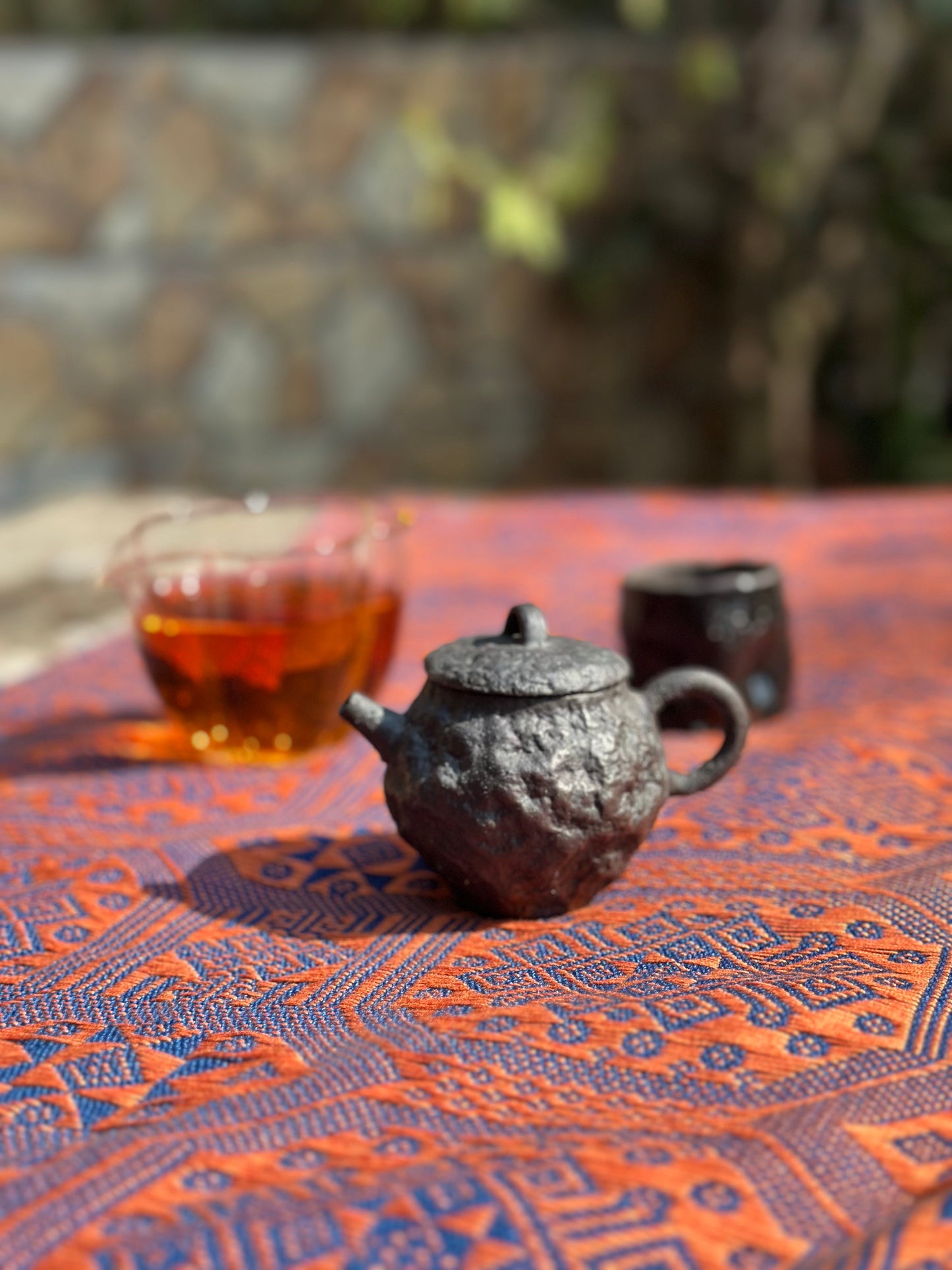 High-end Handcrafted Python Dragon Pattern Chinese Blue Orange Zhuang Brocade Silk Cloth Scarf Tea Table Cloth