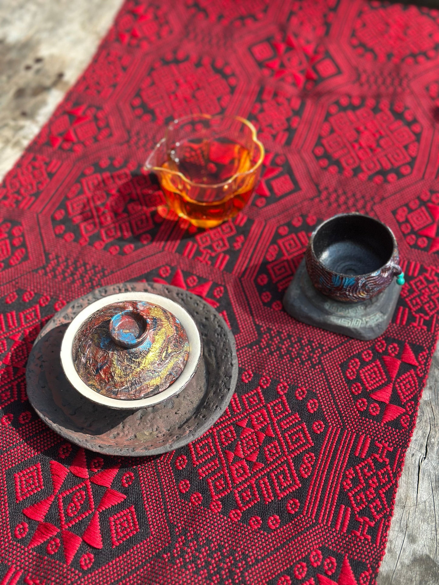 High-end Handcrafted Chinese Zhuang Brocade Silk Cloth Scarf Tea Table Cloth