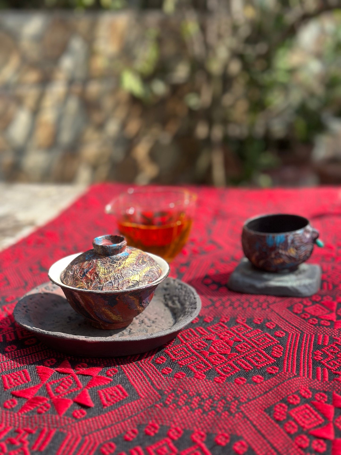 High-end Handcrafted Chinese Zhuang Brocade Silk Cloth Scarf Tea Table Cloth