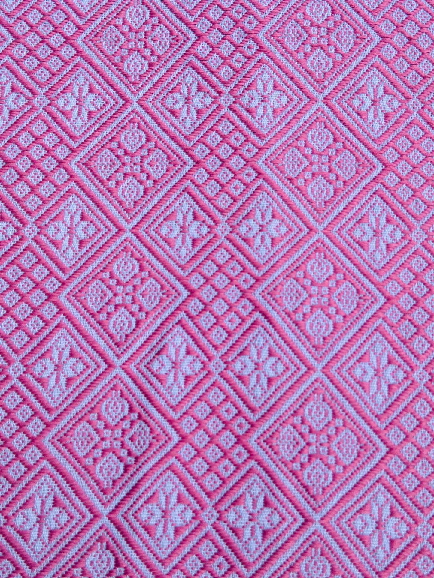 High-end Handcrafted Anise Field Pattern Chinese Pink White Zhuang Brocade Silk Cloth Scarf Tea Table Cloth