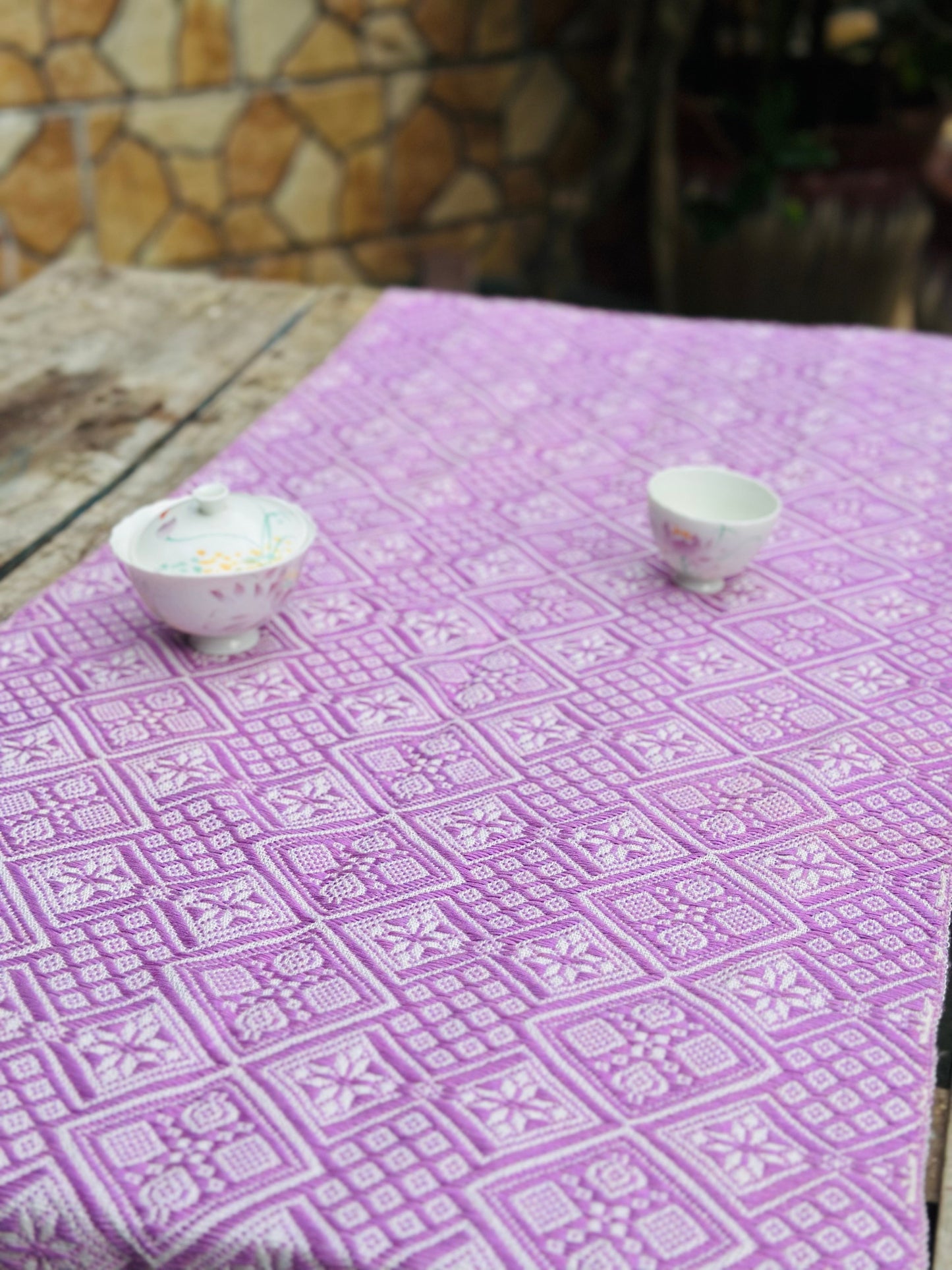 High-end Handcrafted  Pattern Chinese  Pattern Zhuang Brocade Silk Cloth Scarf Tea Table Cloth