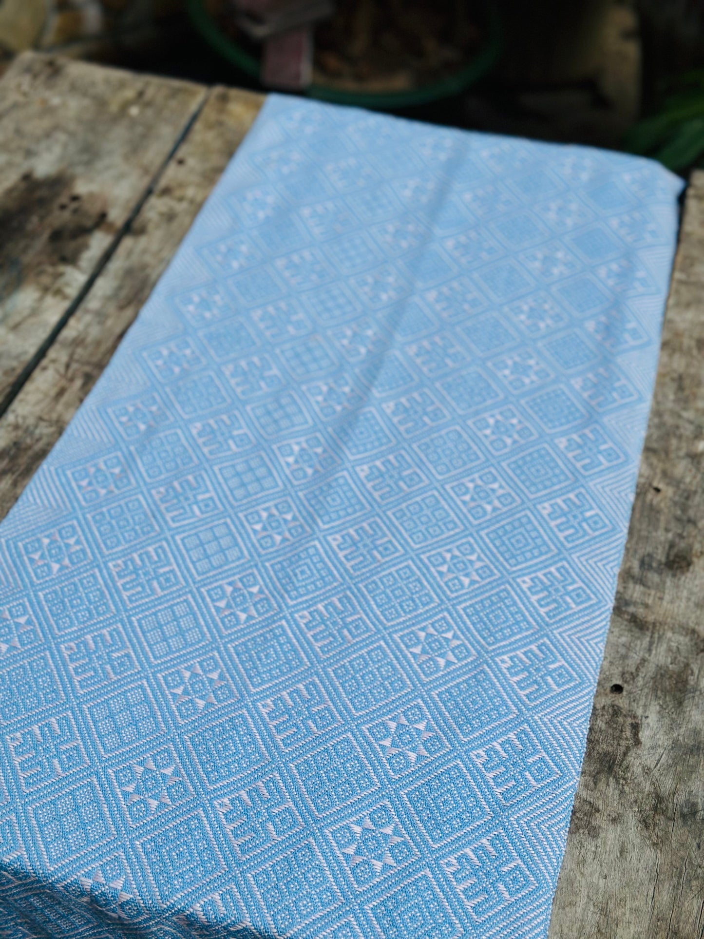 High-end Handcrafted  Swallow Field Anise Pattern Chinese Blue white Zhuang Brocade Silk Cloth Scarf Tea Table Cloth