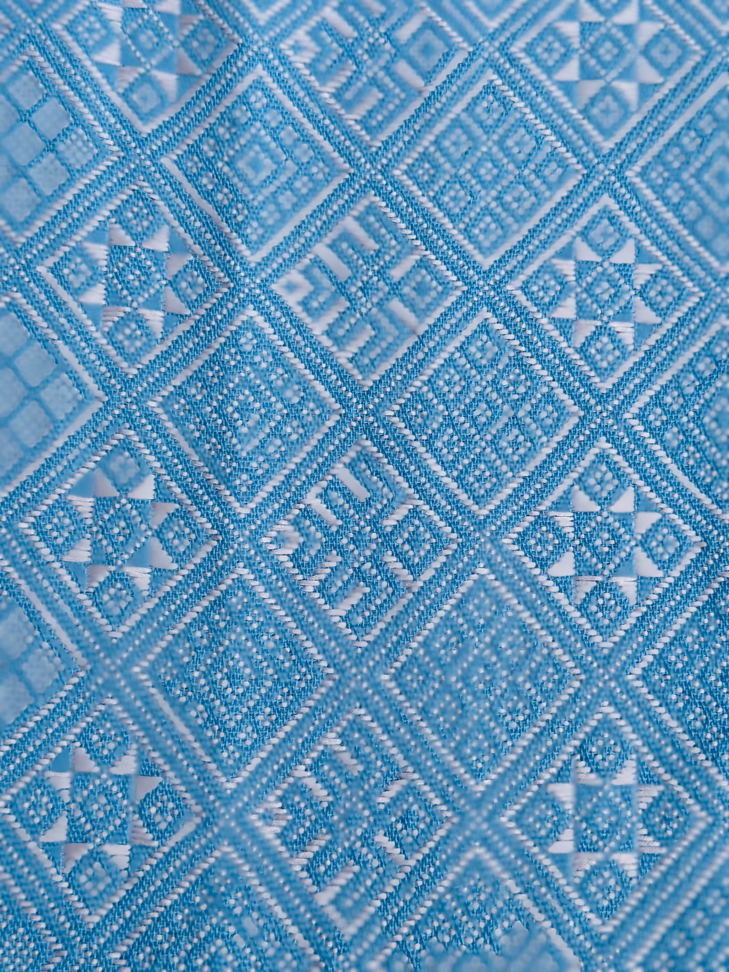 High-end Handcrafted  Swallow Field Anise Pattern Chinese Blue white Zhuang Brocade Silk Cloth Scarf Tea Table Cloth