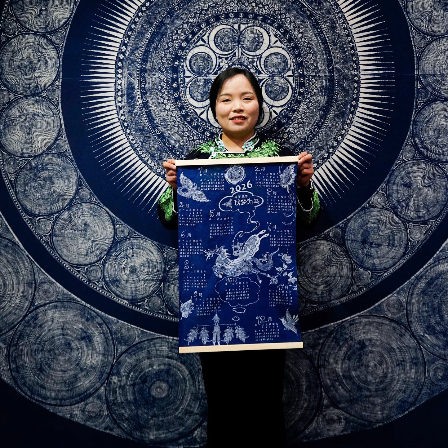 Chinese Handpainted Batik Chinese 2026 Horse Year Calender CHinese Souvenir