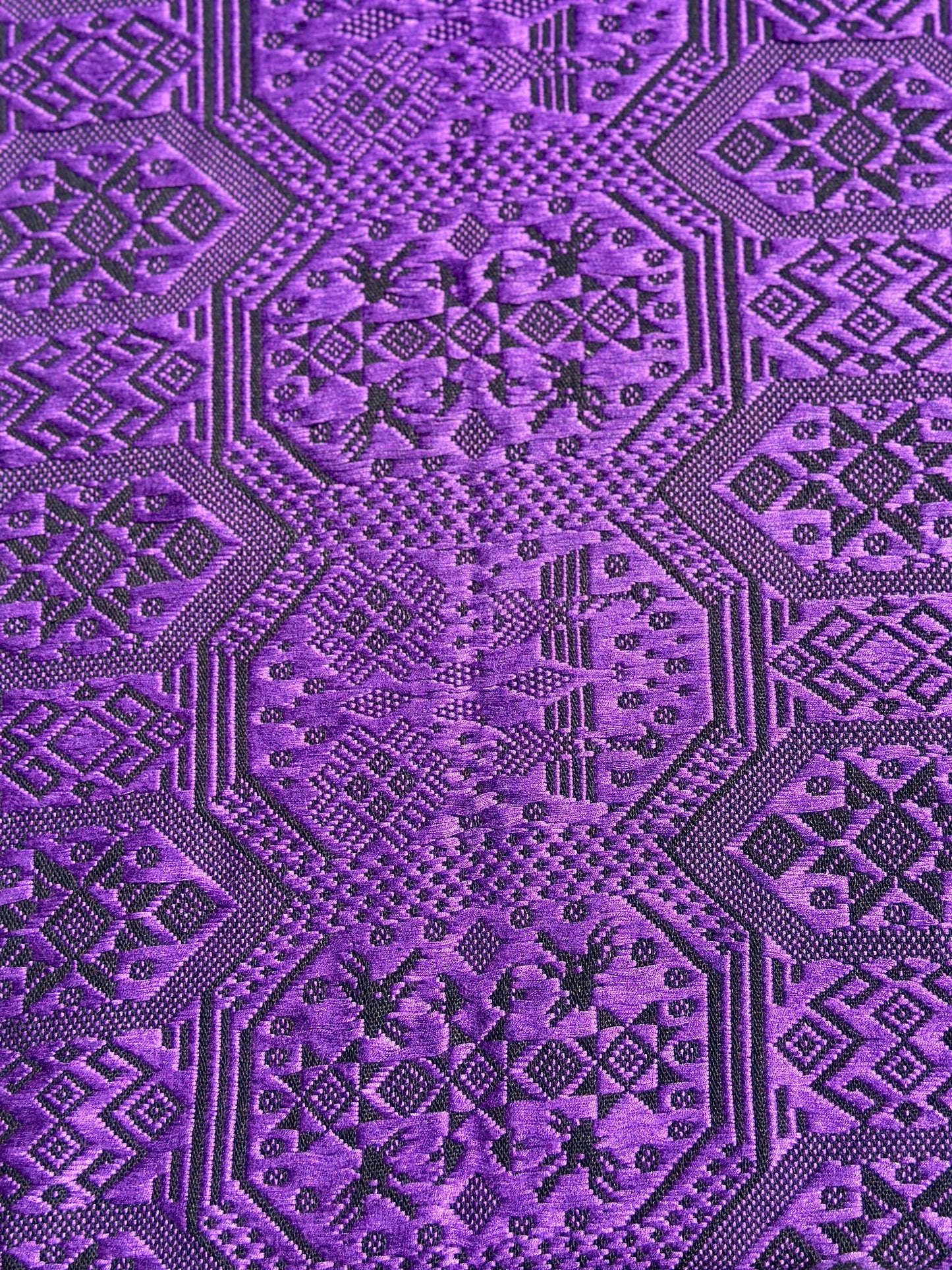 High-end Handcrafted Dragon Phoenix Pattern Chinese Purple Black Zhuang Brocade Silk Cloth Scarf Tea Table Cloth