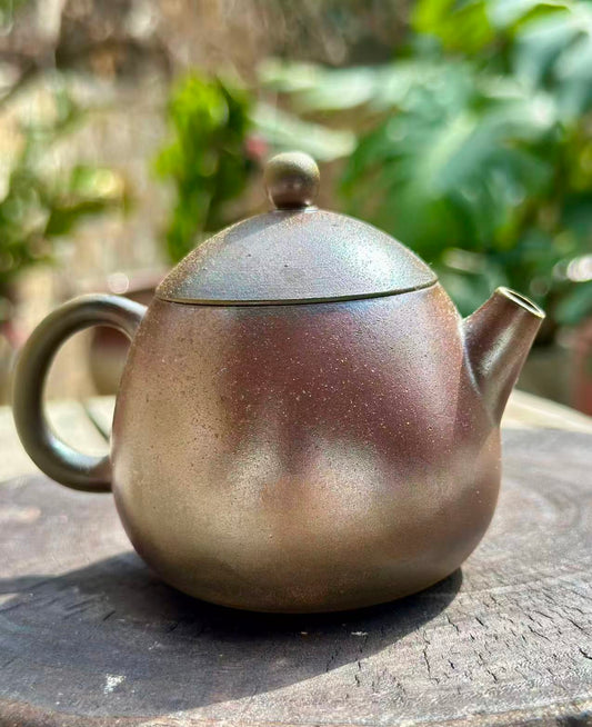 Handcrafted Woodfired Artowork Chinese Nixing clay Pottery Clay Teapot Dragonegg Shape 120ml High Class Teapot