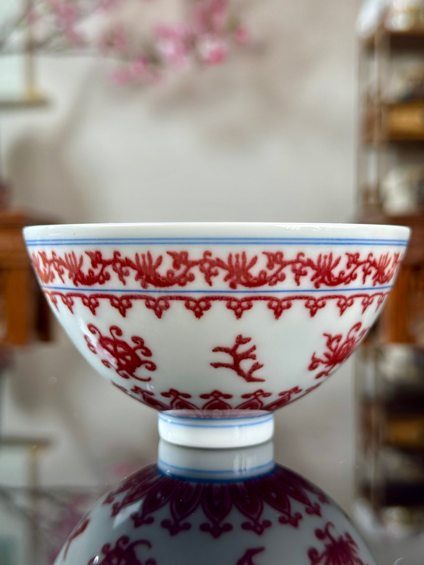 Handpainted Chinese  Underglaze Red Youlihong Porcelain Jingdezhen Traditional Covert Eight Immortals Anbaxian Pattern Teacup