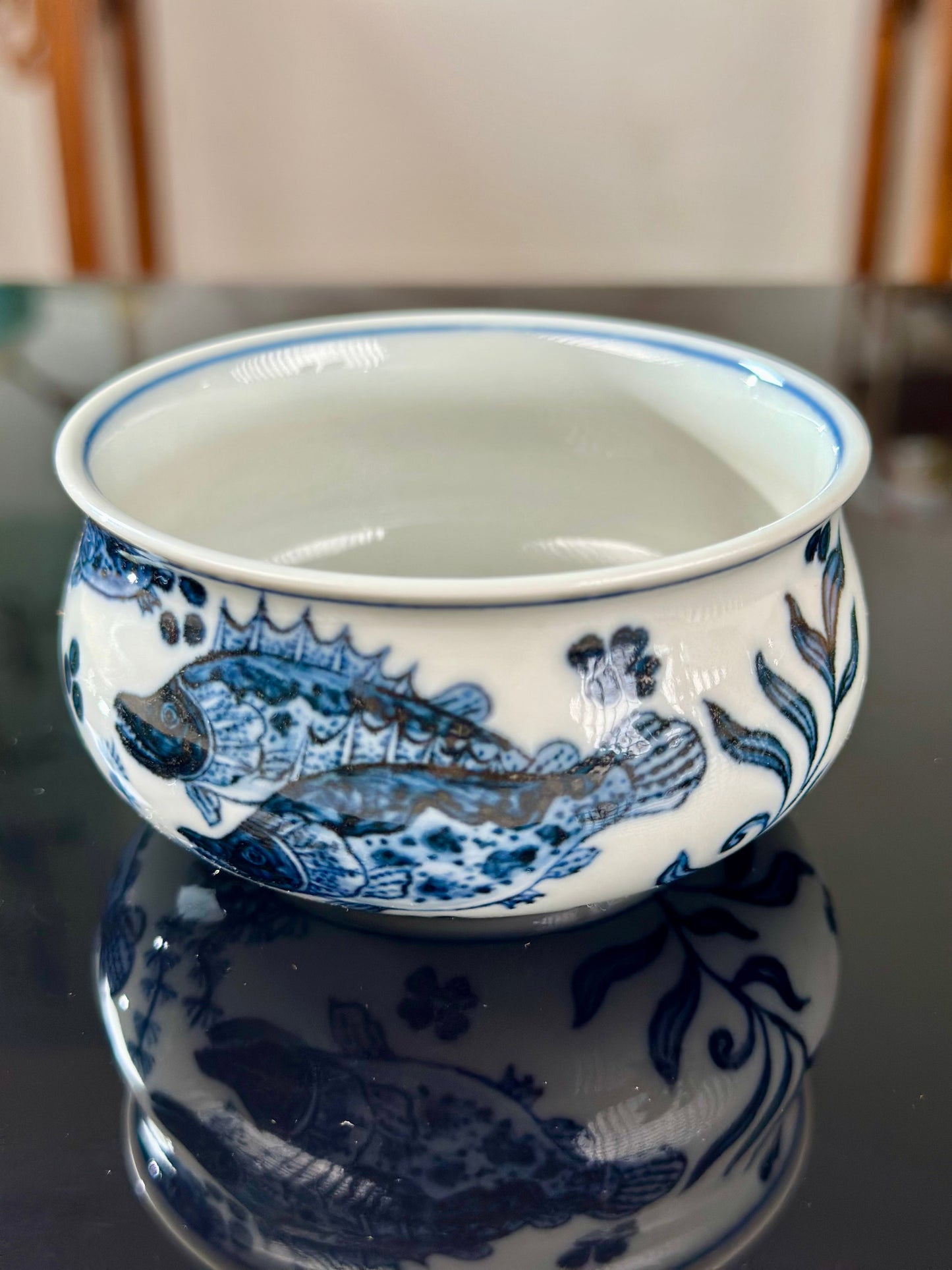 Handpainted Chinese Traditional Fish Imitating Yuan Dynasty Style Blue White Porcelain Teapot Jingdezhen Gaiwan