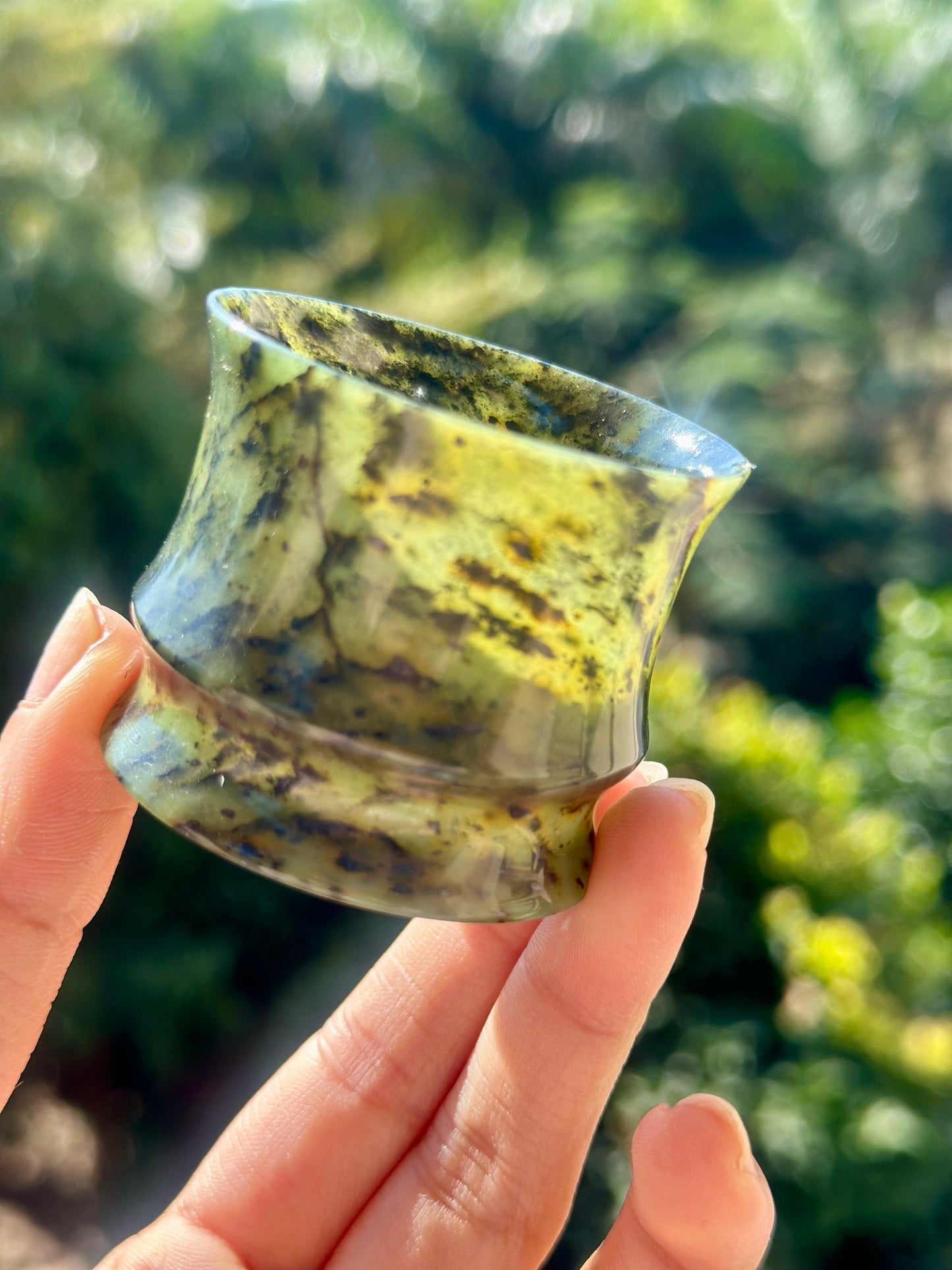 Chinese Yuanyang Precious Jade Couple Artistic Teacup 50ML